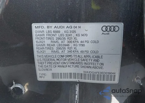 2014 Audi Q7 3.0T S Line Prestige from USA, damaged, VIN WA1DGAFE3ED019044